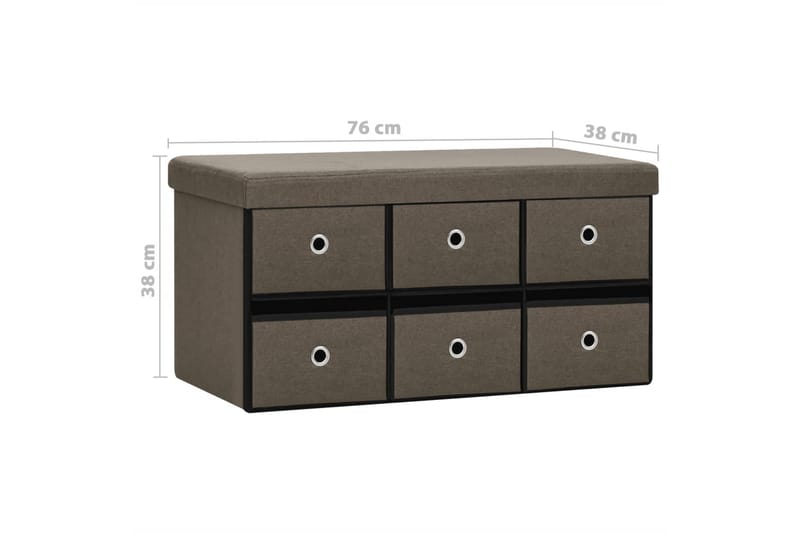 Hopfällbar förvaringsbänk brun 76x38x38 cm konstlinne - Brun - Förvaring - Sko- & klädförvaring - Skoförvaring