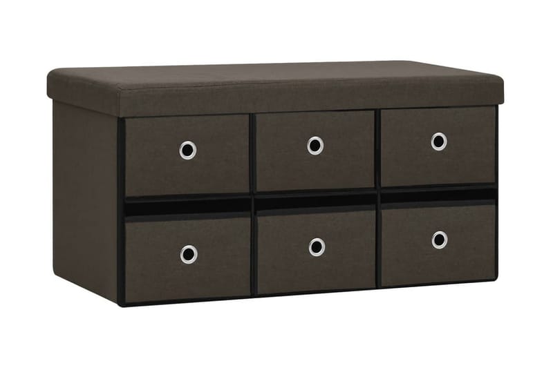 Hopfällbar förvaringsbänk mörkbrun 76x38x38 cm konstlinne - Mörkbrun - Förvaring - Sko- & klädförvaring - Skoförvaring