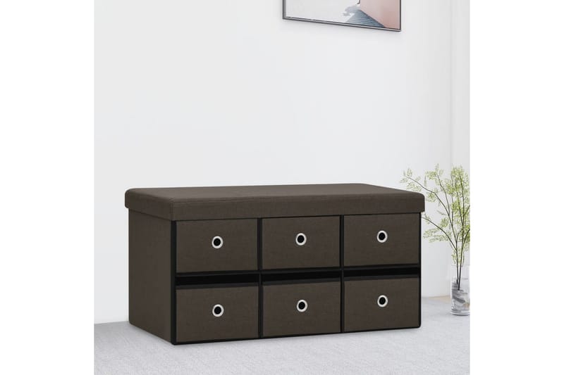 Hopfällbar förvaringsbänk mörkbrun 76x38x38 cm konstlinne - Mörkbrun - Förvaring - Sko- & klädförvaring - Skoförvaring