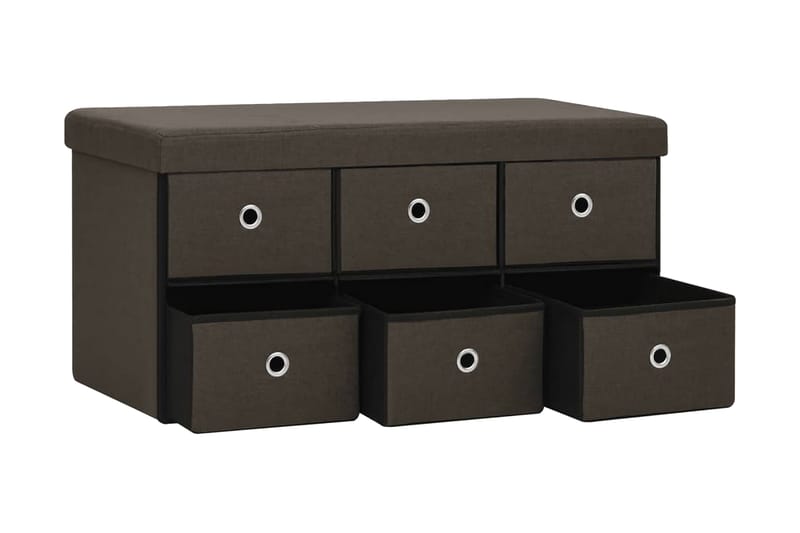 Hopfällbar förvaringsbänk mörkbrun 76x38x38 cm konstlinne - Mörkbrun - Förvaring - Sko- & klädförvaring - Skoförvaring
