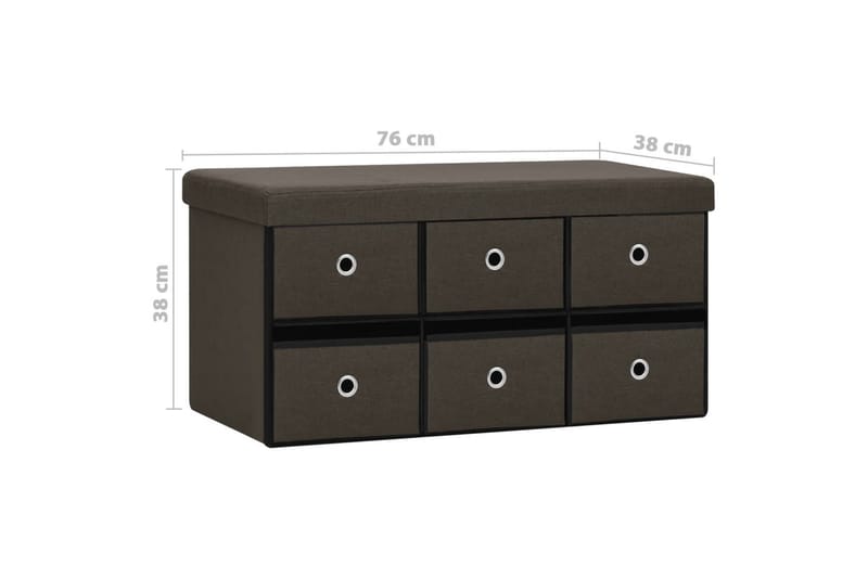 Hopfällbar förvaringsbänk mörkbrun 76x38x38 cm konstlinne - Mörkbrun - Förvaring - Sko- & klädförvaring - Skoförvaring
