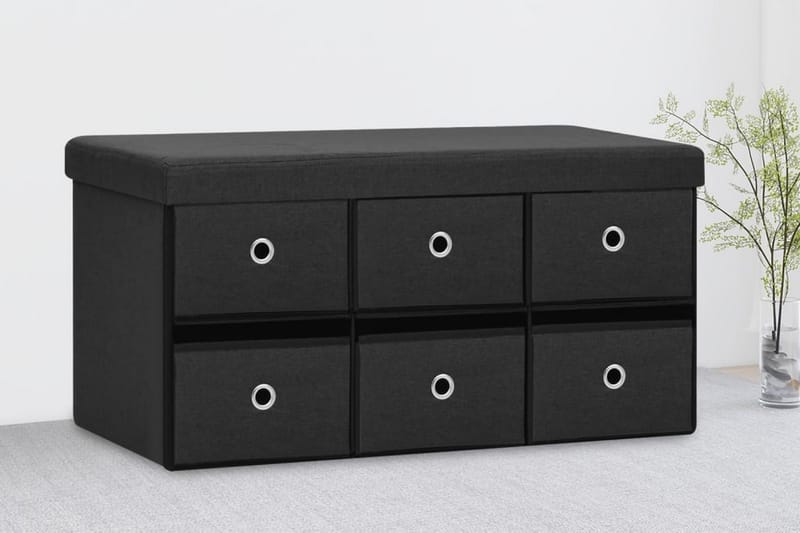 Hopfällbar förvaringsbänk svart 76x38x38 cm konstlinne - Svart - Förvaring - Sko- & klädförvaring - Skoförvaring