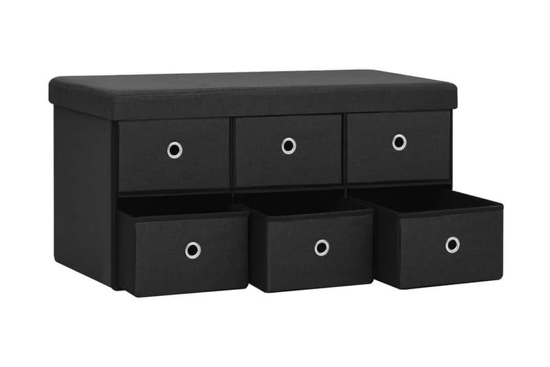 Hopfällbar förvaringsbänk svart 76x38x38 cm konstlinne - Svart - Förvaring - Sko- & klädförvaring - Skoförvaring