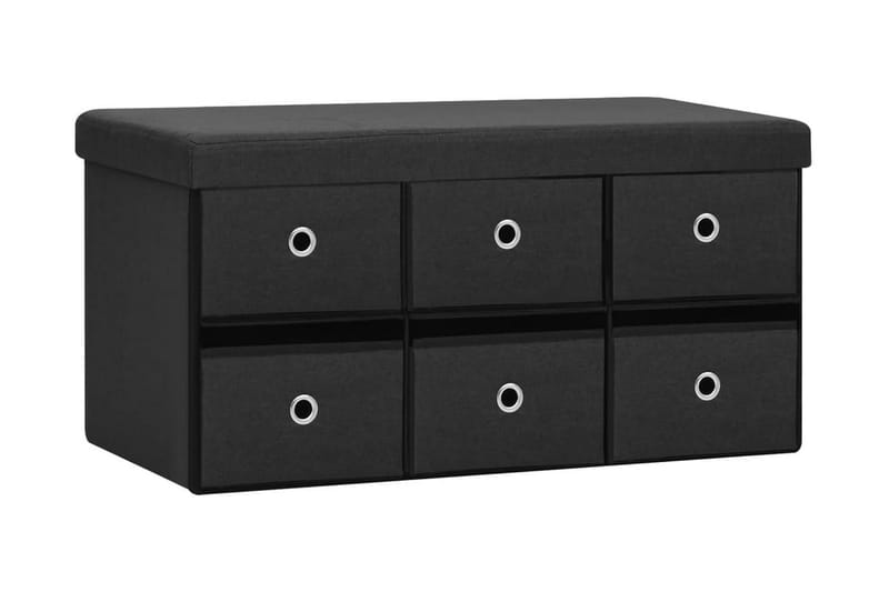 Hopfällbar förvaringsbänk svart 76x38x38 cm konstlinne - Svart - Förvaring - Sko- & klädförvaring - Skoförvaring