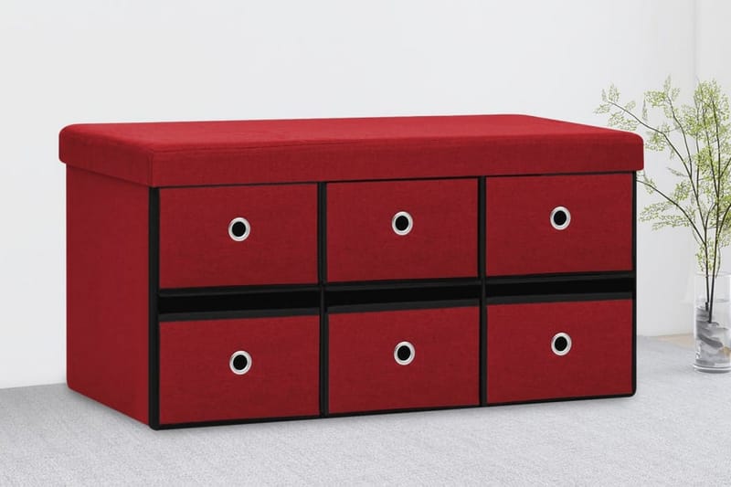 Hopfällbar förvaringsbänk vinröd 76x38x38 cm konstlinne - Vinröd - Förvaring - Sko- & klädförvaring - Skoförvaring