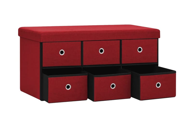 Hopfällbar förvaringsbänk vinröd 76x38x38 cm konstlinne - Vinröd - Förvaring - Sko- & klädförvaring - Skoförvaring
