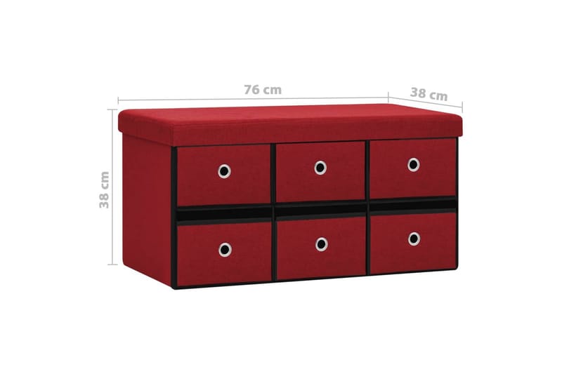 Hopfällbar förvaringsbänk vinröd 76x38x38 cm konstlinne - Vinröd - Förvaring - Sko- & klädförvaring - Skoförvaring