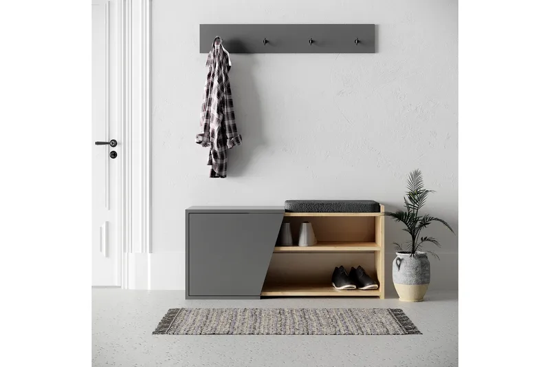 Jektvik Skoskåp 104x37 cm - Antracit/Trä/Natur - Förvaring - Sko- & klädförvaring - Skoförvaring