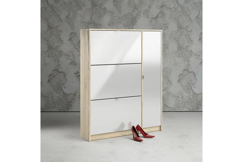 KEEPIT Skoskåp 3 Fack Trä/Natur/Vit - Trä/natur/Vit - Förvaring - Sko- & klädförvaring - Skoförvaring