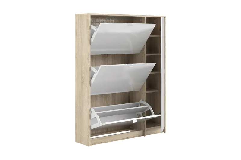 KEEPIT Skoskåp 3 Fack Trä/Natur/Vit - Trä/natur/Vit - Förvaring - Sko- & klädförvaring - Skoförvaring