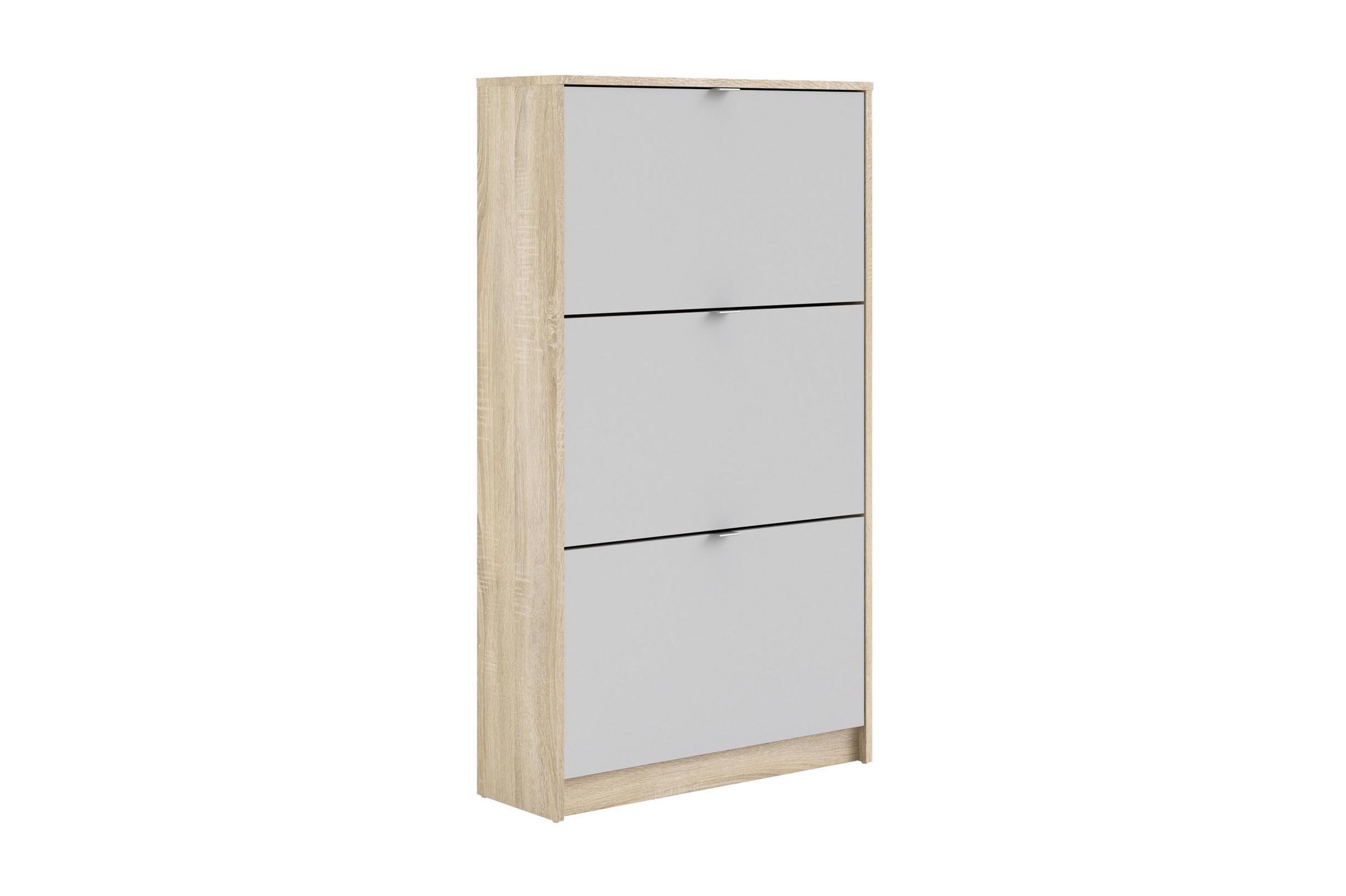 keepit skoskåp 3 fack trä/natur/vit - trä/natur/vit