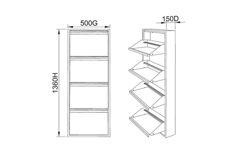 Mayazizi Skoskåp 50 cm - Ljusgrå - Förvaring - Sko- & klädförvaring - Skoförvaring