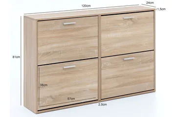 Metia Skoskåp 120x24 cm - Trä/natur - Förvaring - Sko- & klädförvaring - Skoförvaring
