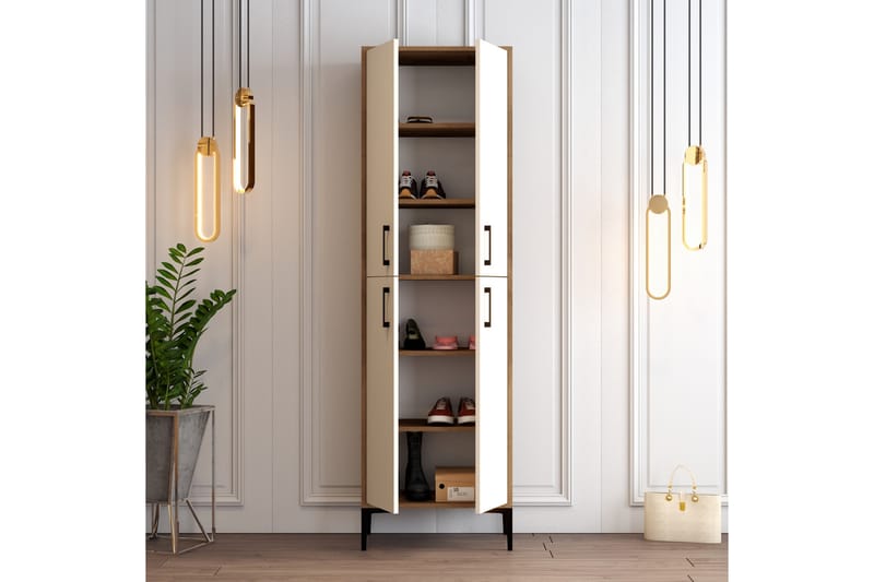 NAUEN Skoskåp 60x35 cm Mörkbrun/Beige - Mörkbrun/Beige - Förvaring - Sko- & klädförvaring - Skoförvaring