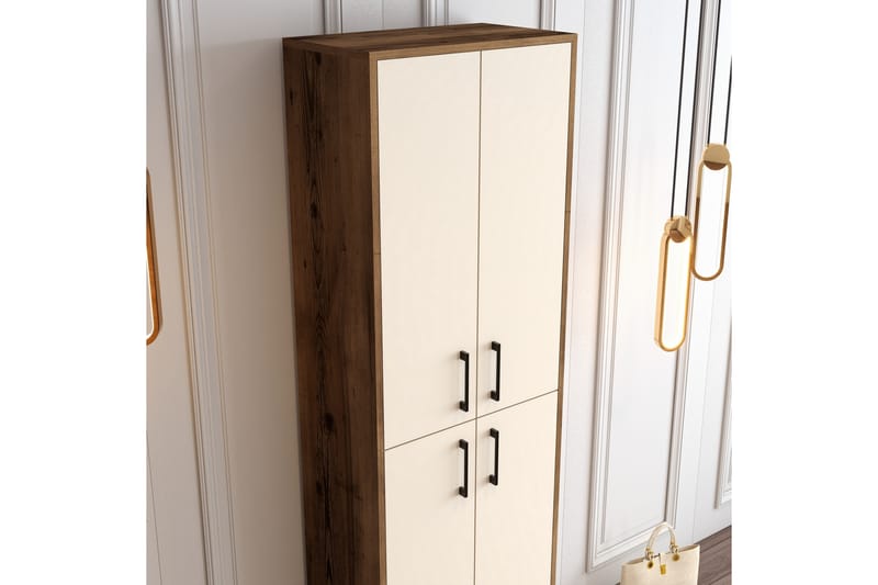 NAUEN Skoskåp 60x35 cm Mörkbrun/Beige - Mörkbrun/Beige - Förvaring - Sko- & klädförvaring - Skoförvaring