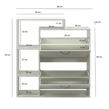 Noraro Skoskåp 85 cm - vit och kromfärgad - Förvaring - Sko- & klädförvaring - Skoförvaring