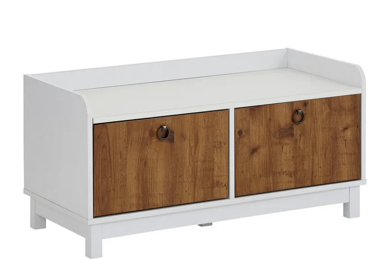 Shellake Skobänk 92x45 cm - Vit/Natur - Förvaring - Sko- & klädförvaring - Skoförvaring