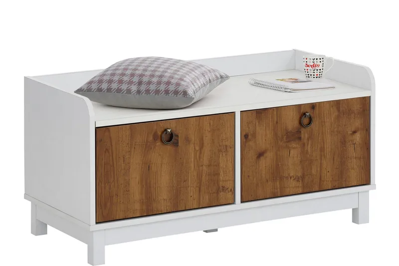 Shellake Skobänk 92x45 cm - Vit/Natur - Förvaring - Sko- & klädförvaring - Skoförvaring