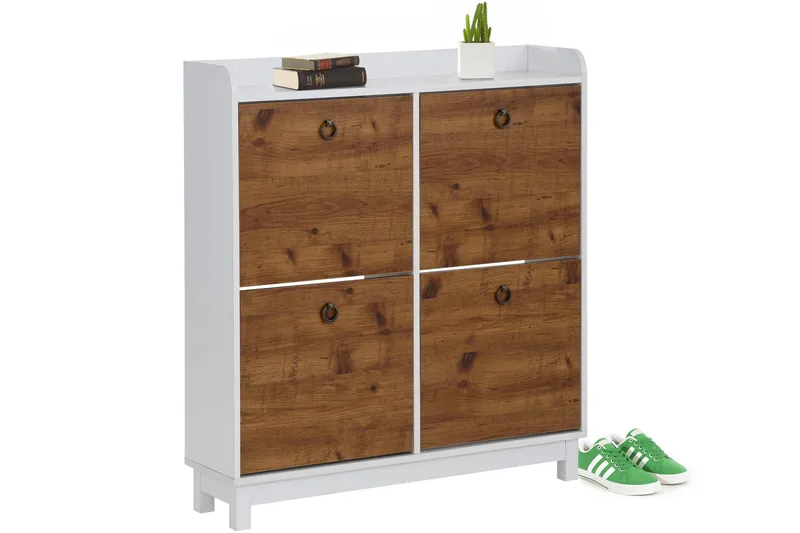 Shellake Skoskåp 92x25 cm - Vit/Natur - Förvaring - Sko- & klädförvaring - Skoförvaring