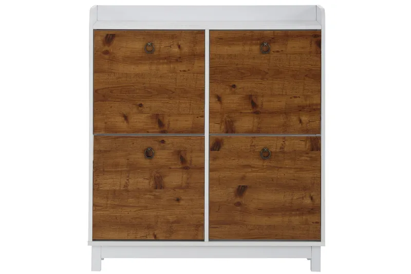 Shellake Skoskåp 92x25 cm, Vit/Natur