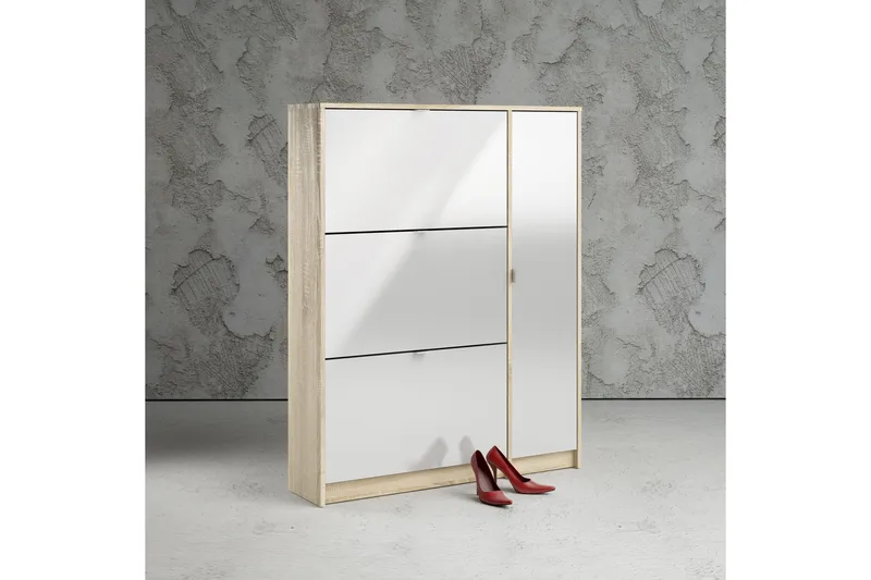 Shoey Skoskåp 3 Fack - Trä/natur/Vit - Förvaring - Sko- & klädförvaring - Skoförvaring