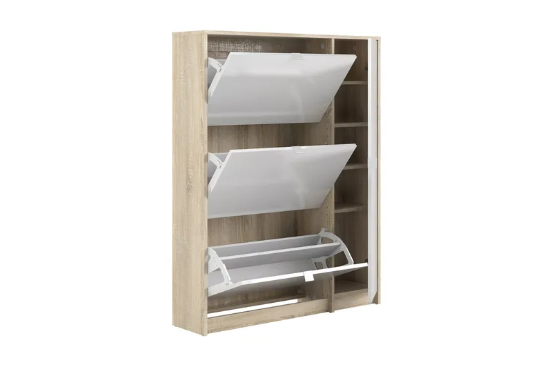 Shoey Skoskåp 3 Fack - Trä/natur/Vit - Förvaring - Sko- & klädförvaring - Skoförvaring