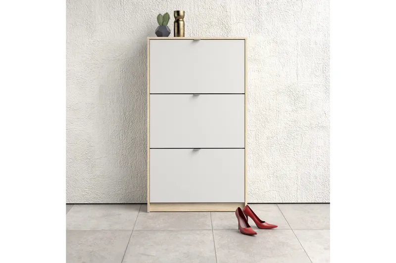 Shoey Skoskåp 3 Fack - Trä/natur/Vit - Förvaring - Sko- & klädförvaring - Skoförvaring