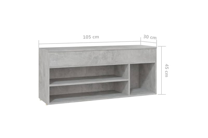 Skobänk betonggrå 105x30x45 cm spånskiva - Betonggrå - Skoförvaring - Bänk med skoförvaring