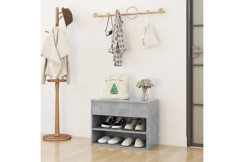 Skobänk betonggrå 60x30x45 cm spånskiva - Betonggrå - Förvaring - Sko- & klädförvaring - Skoförvaring