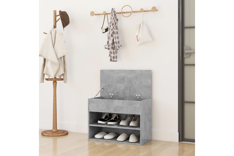 Skobänk betonggrå 60x30x45 cm spånskiva - Betonggrå - Förvaring - Sko- & klädförvaring - Skoförvaring