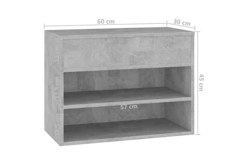 Skobänk betonggrå 60x30x45 cm spånskiva - Betonggrå - Förvaring - Sko- & klädförvaring - Skoförvaring