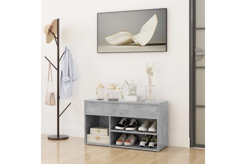 Skobänk betonggrå 80x30x45 cm spånskiva - Betonggrå - Förvaring - Sko- & klädförvaring - Skoförvaring