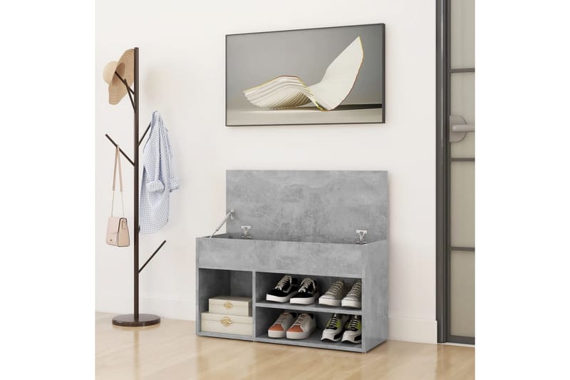 Skobänk betonggrå 80x30x45 cm spånskiva - Betonggrå - Förvaring - Sko- & klädförvaring - Skoförvaring