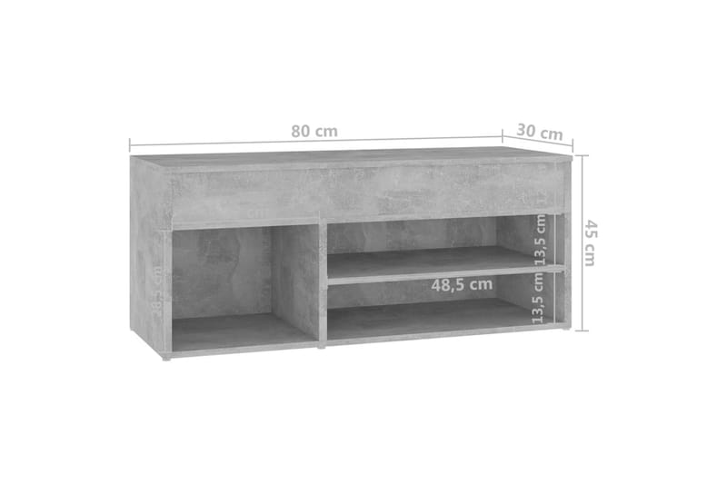 Skobänk betonggrå 80x30x45 cm spånskiva - Betonggrå - Bänk med skoförvaring - Skoförvaring