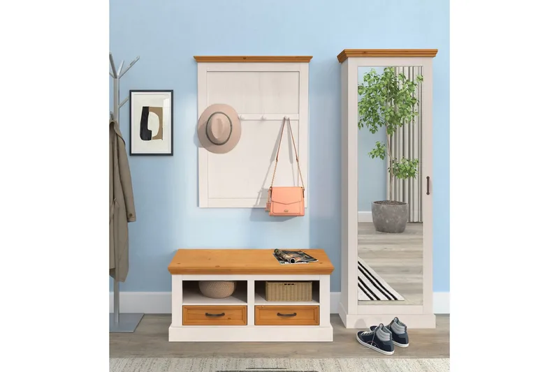 Skobänk Loft24 Selma Skobänk 100 cm Vit - Förvaring - Sko- & klädförvaring - Skoförvaring - Bänk med skoförvaring