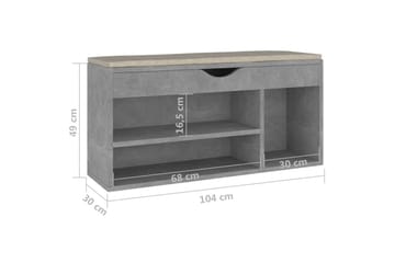 Skobänk med dyna betonggrå 104x30x49 cm spånskiva - Betonggrå - Förvaring - Sko- & klädförvaring - Skoförvaring