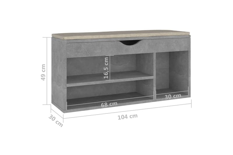 Skobänk med dyna betonggrå 104x30x49 cm spånskiva - Betonggrå - Förvaring - Sko- & klädförvaring - Skoförvaring