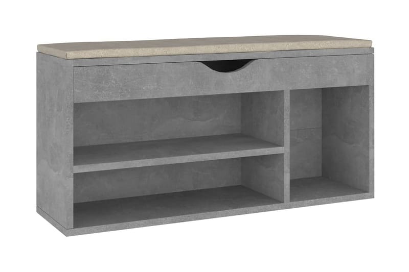Skobänk med dyna betonggrå 104x30x49 cm spånskiva - Betonggrå - Förvaring - Sko- & klädförvaring - Skoförvaring