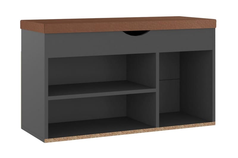 Skobänk med dyna grå 80x30x47 cm spånskiva - Grå - Förvaring - Sko- & klädförvaring - Skoförvaring