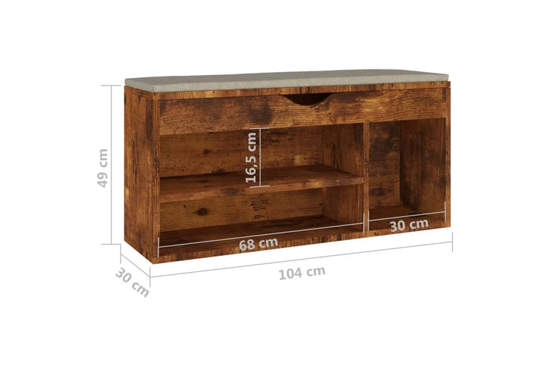 Skobänk med dyna rökfärgad ek 104x30x49 cm spånskiva - Rökfärgad ek - Förvaring - Sko- & klädförvaring - Skoförvaring