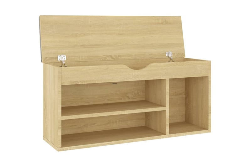 Skobänk med dyna sonoma-ek 104x30x49 cm spånskiva - Ek - Förvaring - Sko- & klädförvaring - Skoförvaring
