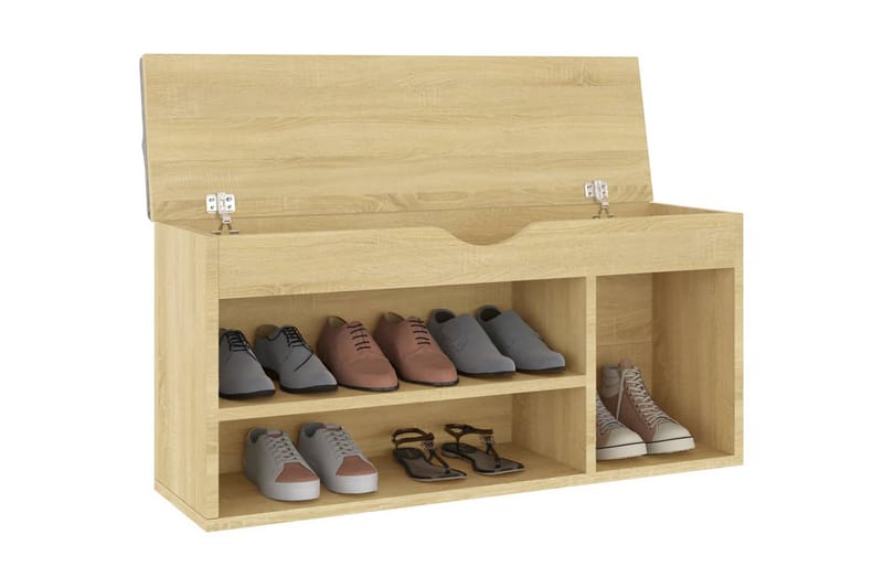 Skobänk med dyna sonoma-ek 104x30x49 cm spånskiva - Ek - Förvaring - Sko- & klädförvaring - Skoförvaring