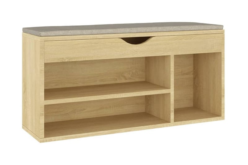 Skobänk med dyna sonoma-ek 104x30x49 cm spånskiva - Ek - Förvaring - Sko- & klädförvaring - Skoförvaring