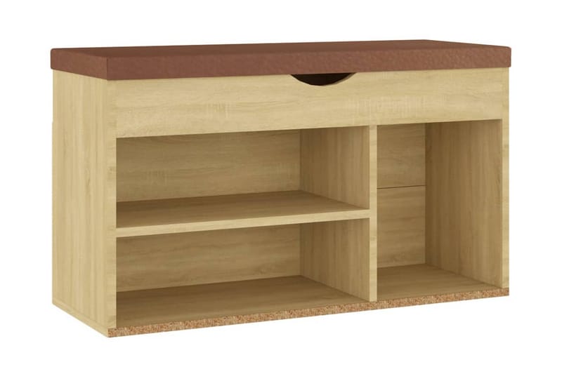 Skobänk med dyna sonoma-ek 80x30x47 cm spånskiva - Ek - Förvaring - Sko- & klädförvaring - Skoförvaring