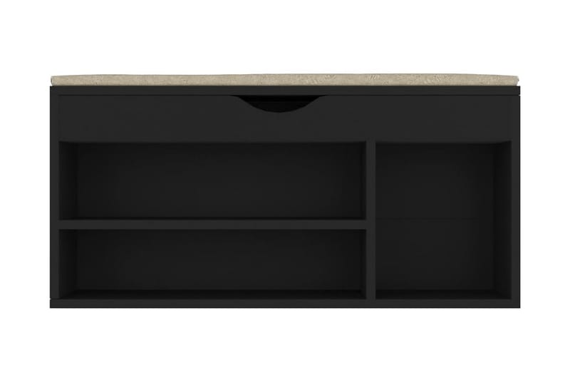 Skobänk med dyna svart 104x30x49 cm spånskiva - Svart - Skoförvaring - Bänk med skoförvaring