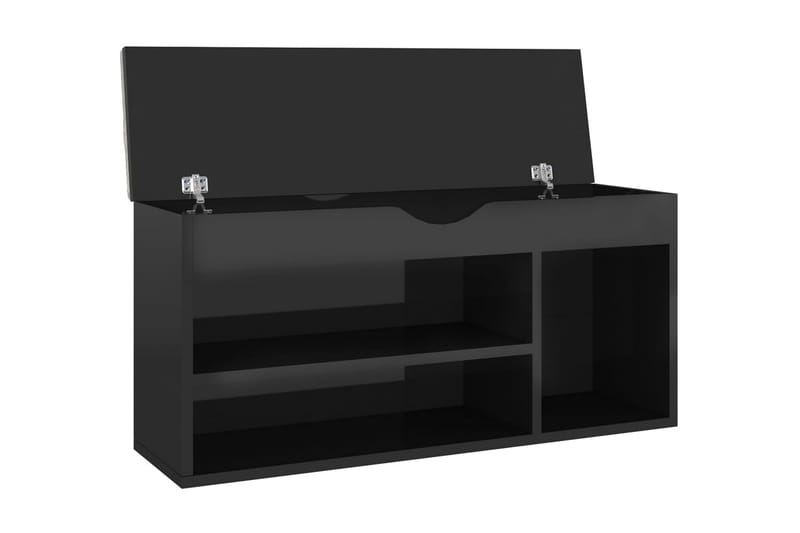 Skobänk med dyna svart högglans 104x30x49 cm spånskiva - Svart högglans - Förvaring - Sko- & klädförvaring - Skoförvaring