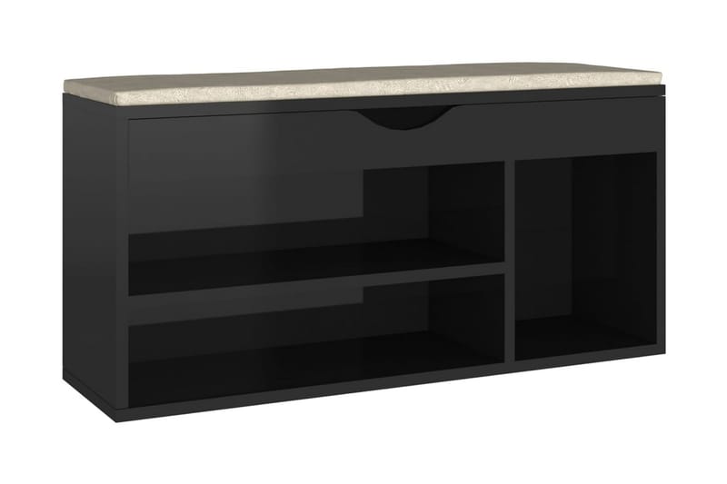 Skobänk med dyna svart högglans 104x30x49 cm spånskiva - Svart högglans - Förvaring - Sko- & klädförvaring - Skoförvaring