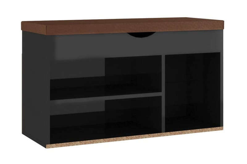 Skobänk med dyna svart högglans 80x30x47 cm spånskiva - Svart högglans - Förvaring - Sko- & klädförvaring - Skoförvaring