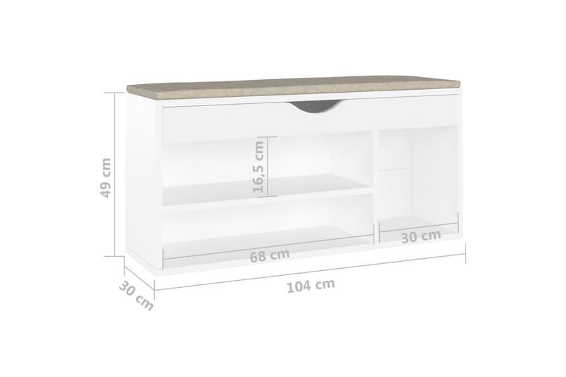 Skobänk med dyna vit 104x30x49 cm spånskiva - Vit - Förvaring - Sko- & klädförvaring - Skoförvaring
