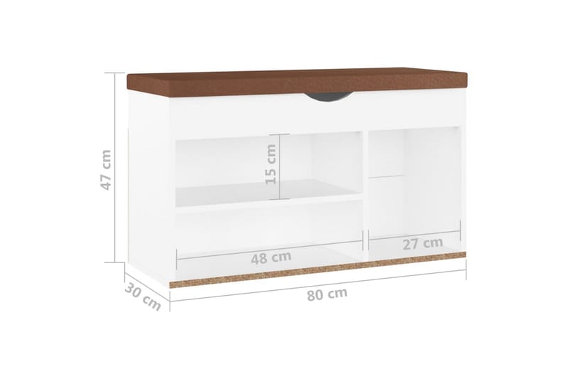 Skobänk med dyna vit 80x30x47 cm spånskiva - Vit - Förvaring - Sko- & klädförvaring - Skoförvaring